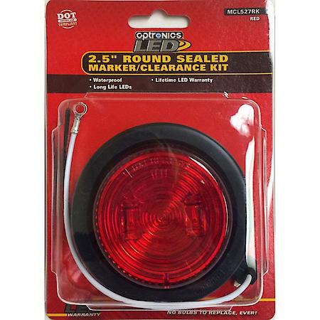 2.5" Round, Red LED, Sealed Marker / Clearance Light, Grommet Mount, PL-10 Connection