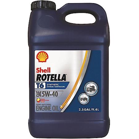 T6 5W-40 Full Synthetic Diesel Engine Oil, Enhances Fuel Economy, 2.5 Gallon