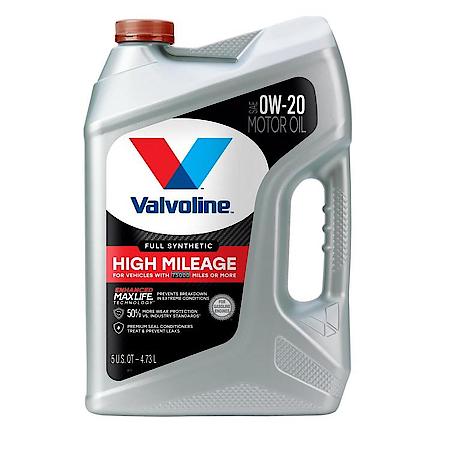 Full Synthetic High Mileage 0W-20 Motor Oil, Maximizes Engine Life, 5 Quart