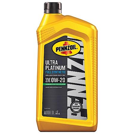 Ultra Platinum 0W-20 Full Synthetic Motor Oil, Unbeatable Engine Protection, 1 Quart