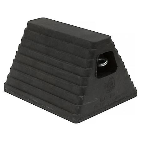 Heavy Duty Rubber Wheel Chock with Recessed Chain Eye 10 x 8 x 6 Inch