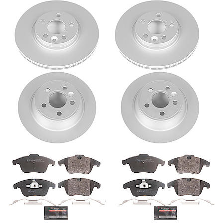 Euro-Stop High-Carbon Coated Rotors, ECE-R90 Brake Pads + Hardware Kit