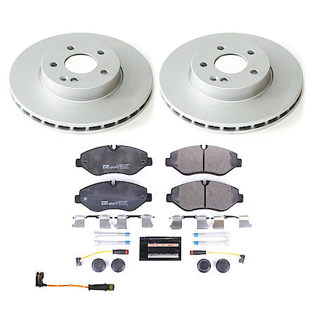 Euro-Stop High-Carbon Coated Rotors, ECE-R90 Brake Pads and Hardware Kit