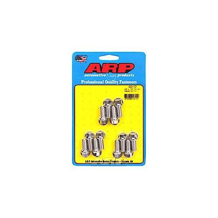 For Use With Chevy Small Block, 3/8"-16, 0.75"L, Hex Head, Natural Ss, Set Of 12