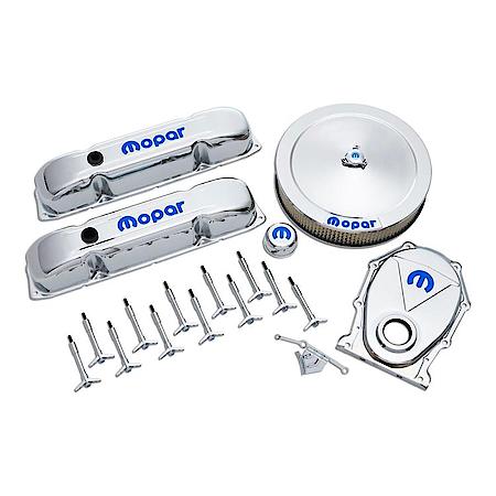 Engine Dress-Up Kit; Chrome w/Blue MOPAR Logo; Big Block (B/RB) Engines