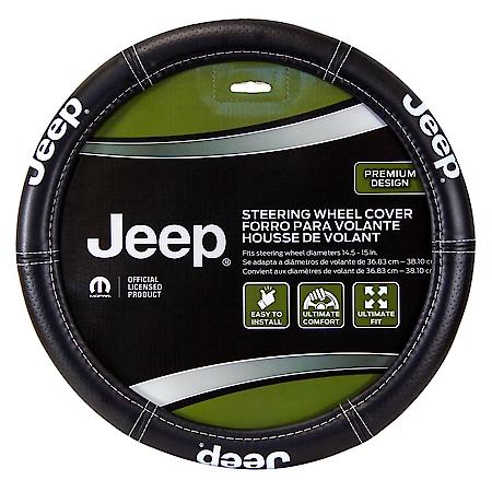 Jeep Deluxe Steering Wheel Cover: Leather-Like, Fits 14.5-15.5"