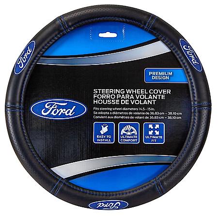 Ford Deluxe Steering Wheel Cover: Leather-Like, Fits 14.5-15.5"