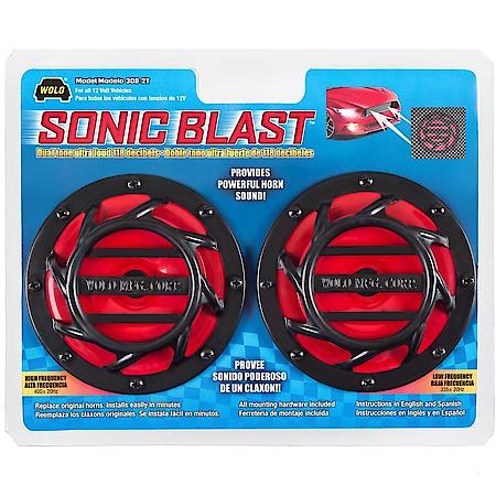 High-Powered Sonic Blast Red and Black Painted Twin Horn Set