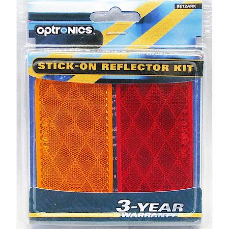 Oblong, Red / Yellow, Stick-On Reflector Kit, Adhesive / Screw Mount