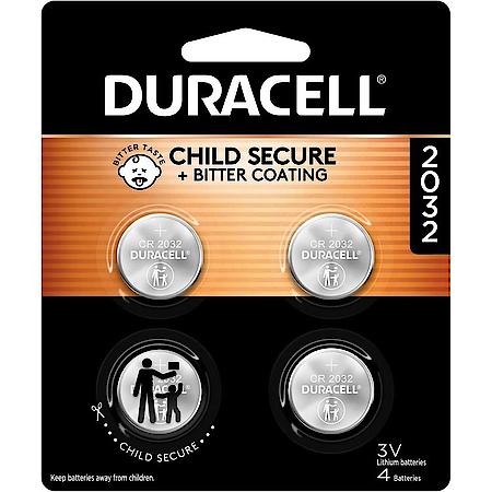 2032 Lithium Coin Battery: Bitter Coating Discourages Swallowing, 4 Pack