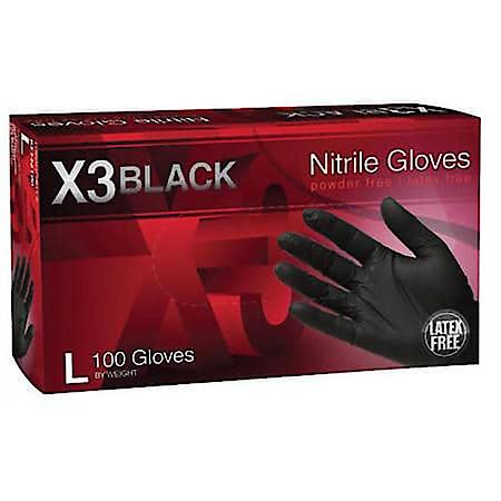 L X3 Powder Free, Textured, Black Nitrile