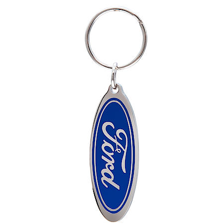 Ford Logo Key Chain: Silver with Blue Logo, Enamel, 1 Pack
