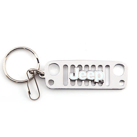 Jeep Grill Key Chain: Black, Enamel, Chrome Plated Split Ring, 1 Pack