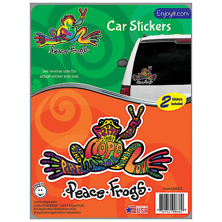 Peace Frogs Hope Car Sticker, Outdoor rated Vinyl Sticker Decal for windows, bumpers, laptops