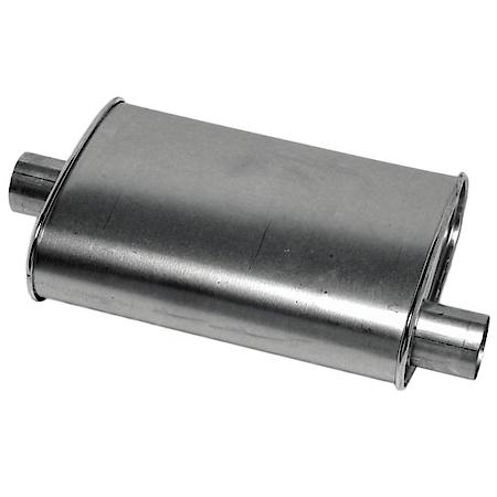 Thrush Muffler Deep Performance Tone Inlet 2.25 Pipe Connection Offset Outlet 2.25 Center