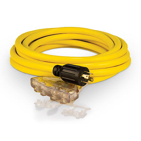 25-Foot 30-Amp 125/250-Volt Fan-Style Generator Extension Cord (L14-30P to four 5-20R)