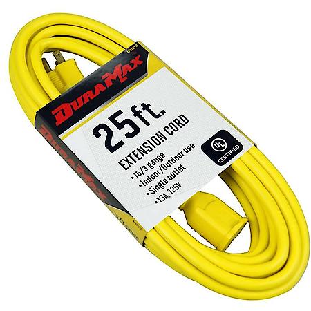 25 ft Extension Cord: Indoor/Outdoor Use with 3-Prong Grounded Outlet