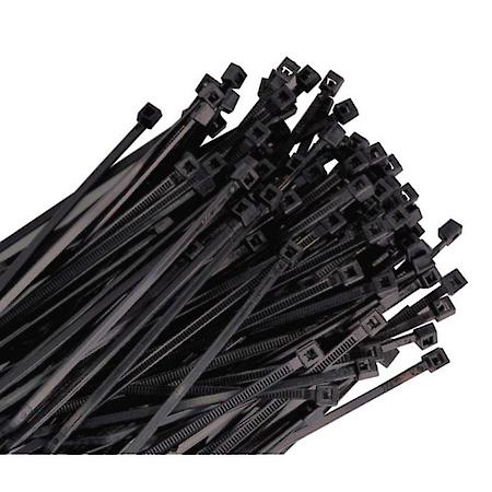 100 Pack of 11" Black Nylon Cable Ties,  50 Lb. of Tensile Strength