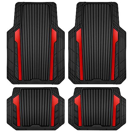 Floor Mats, Rubber Sporty Black/Red, 4PC