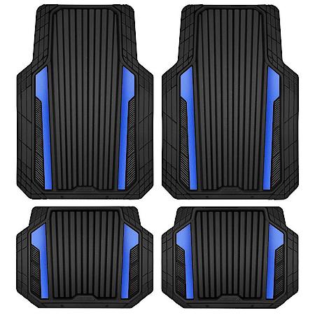 Floor Mats, Rubber Sporty Black/Blue, 4PC