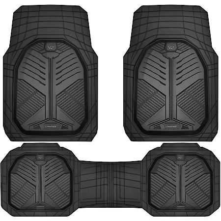 Floor Mats, V12 Rubber Deep Dish, Black, 3PC