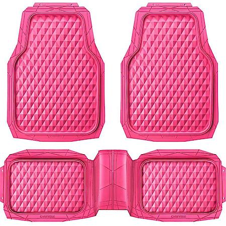 Floor Mats, Hot Pink Rubber, Heavy-Duty, All-Season, 3PC