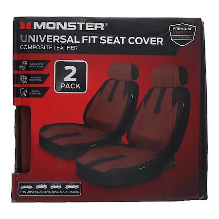 Butter Soft Vegan Leather Color Block Seat Cover, Burgundy, 2 Pack