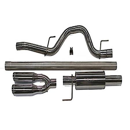 Exhaust System Kit: 409SS, With Muffler, 3 Inch Diameter, Single Exhaust, Rear Exit,SS Dual Tip