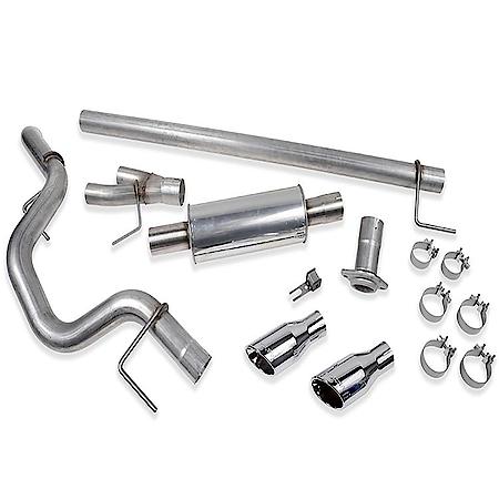 Exhaust System Kit: SS, With Muffler, 3" Dia. Pipe, Single Exhaust With Dual Exit, Dual Side Rear Exit