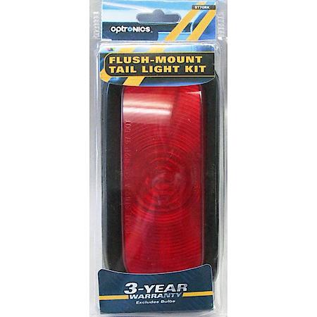 6" Oval, Red, Flush-Mount Tail Light Kit, Grommet Mount, PL-3 Connection