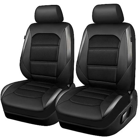 Seat Cover, Faux Leather & 3D Mesh, Black, 2 PK