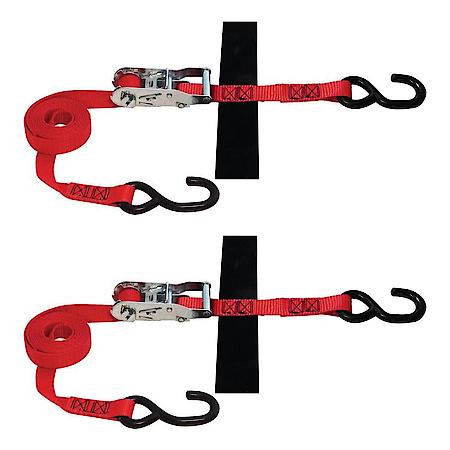 1 in x 8 ft S-Hook Ratchet Strap Tie-Down 2,500 lb 2-Pack