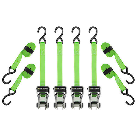 14' 1500 lb RatchetX Ratchet Tie Down 4 Pack Green