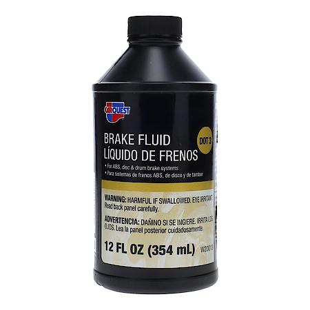DOT 3 Brake Fluid: Synthetic Formulation, For ABS, Disc, & Drum Brake Systems, 12 oz. Bottle