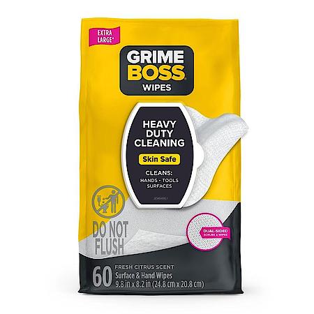 Heavy Duty Hand & Surface Wipes, Skin Safe Wet Wipes, Easily Remove Oil, Grease and Dirt, 60 pack