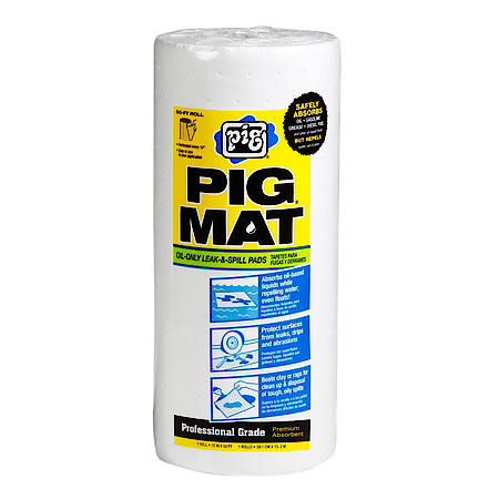 Pig Water-Repellent Oil-Absorbent Light-Weight Mat Roll, 15"X50' Roll