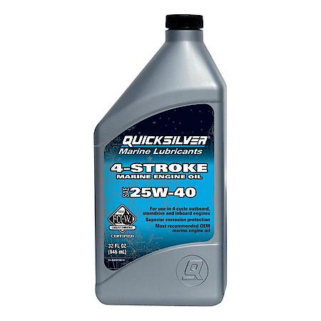 4-Stroke 25W-40 Synthetic Blend Marine Oil, Resists Thermal Breakdown, 1 Quart