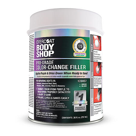 Color-Changing Body Filler: Purple to Green, Ready to Sand, 26 oz.