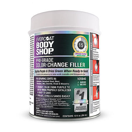 Color-Changing Body Filler: Fast Curing & Easy Sanding, 13 oz.
