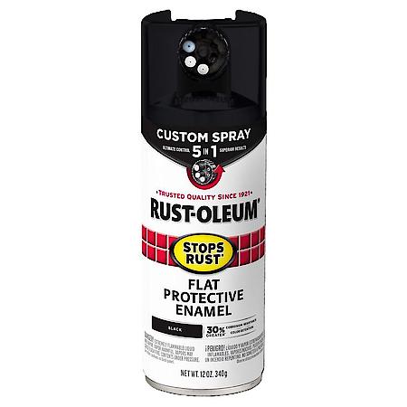 Stop Rust Protective Enamel with Custom Spray 5 in 1 Dial Cap, Flat Black, 12 oz.
