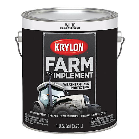 Krylon, Farm & Implement Brush-On, High Gloss, White, 1-gal