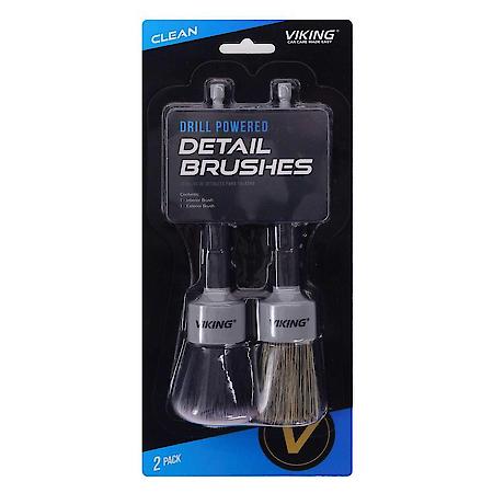 Drill Powered Detail Brushes; Includes 1 Interior and 1 Exterior Brush 2-Pack