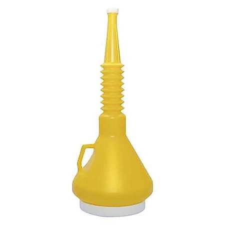 1-1/2-Quart Double Capped Spout Funnel: 48 fl oz Fluid Capacity, Yellow