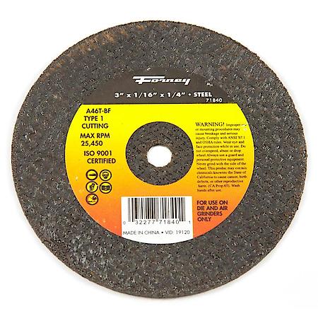 Cut-Off Wheel, Metal, Type 1, 3 Inch x 1/16 Inch x 1/4 Inch