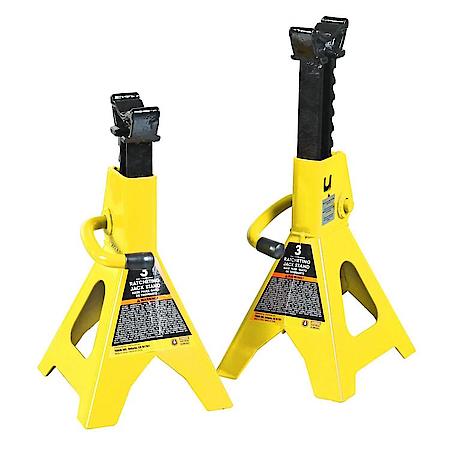 3T (6,600LB) Jack Stands, with Adj Lock Car Jack Stand, Yellow, 2 Pk