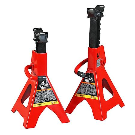 3T (6,600LB) Jack Stands, with Adj Lock Car Jack Stand, Red, 2 Pk