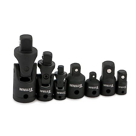 Adapter and Universal Joint Set -1/4 3/8 and 1/2 Inch Drive, Corrosion Resistant, 7-Piece