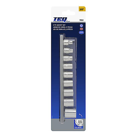 Socket Set, SAE, 3/8" Drive, 9PC