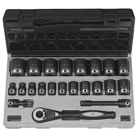 1/2 Dr. 22Pc Fractional Duo-Socket Set,  6 Pt.