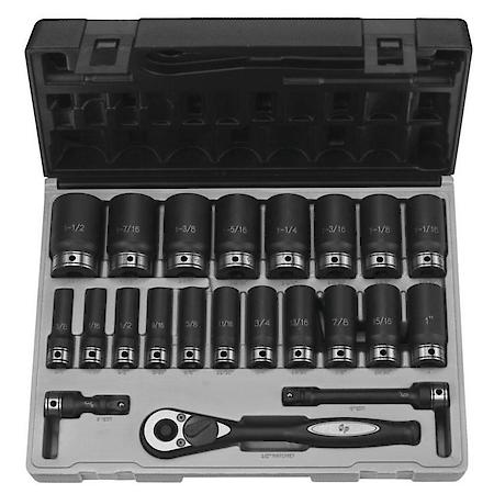 1/2 Dr. 22Pc Fractional Deep Duo-Socket Set,  6 P